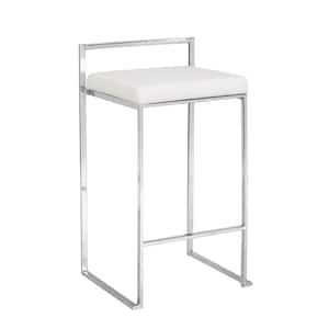 Lucien 31 in. H White Low Back Metal Frame 25.25 in. H Counter Stool Cushion Seat Upholstered (1 Stool)