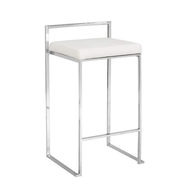 Carolina Chair and Table Lucien 31 in. H White Low Back Metal Frame 25.25 in. H Counter Stool Cushion Seat Upholstered (1 Stool)