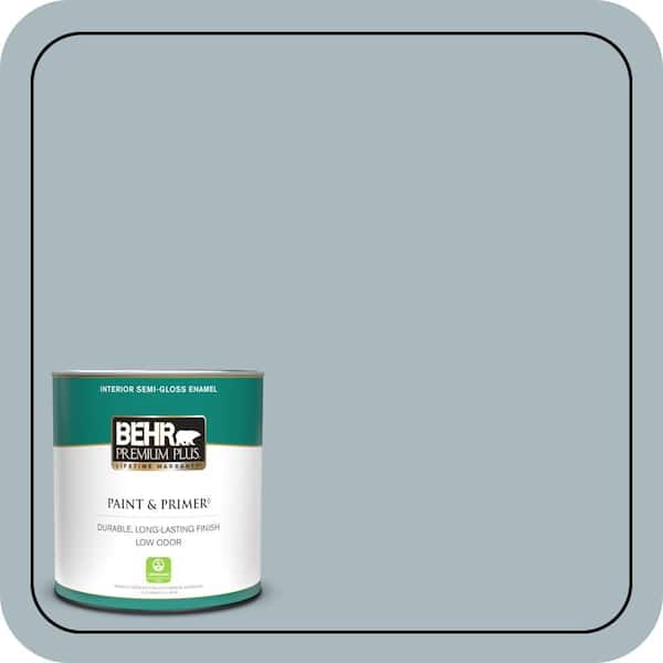 BEHR PREMIUM PLUS 1 qt. #740E-3 Prelude Semi-Gloss Enamel Low Odor Interior Paint & Primer
