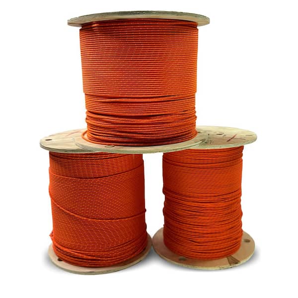 #4.5 (9/64 in. ) x 100 ft. Braided Starter Cord-Orange with White Tracer Polyester Non-Wire Rope