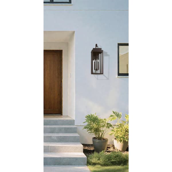 Hillside 31-inch 3-light Dark Bronze Exterior Wall Sconce with Clear Glass