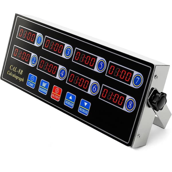 Commercial 8 Channels Digital Kitchen Timer, Stainless Steel Calculagraph for Restaurant, Catering, Home Cooking