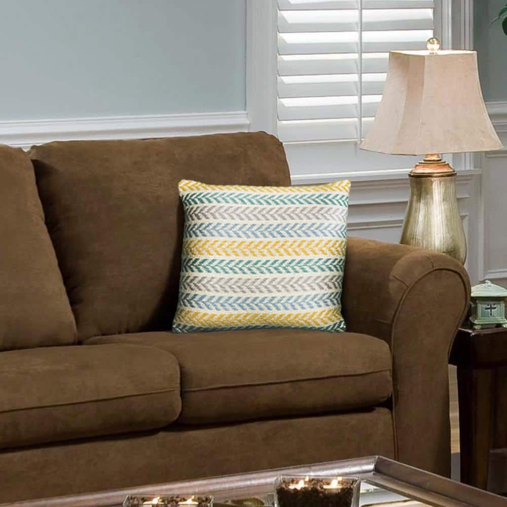 Altair Emerald City Chevron Cotton Throw Pillow - Yellow and Green
