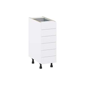 Fairhope Bright White Slab Assembled Base Kitchen Cabinet with 6 Drawer (12 in. W X 34.5 in. H X 24 in. D)