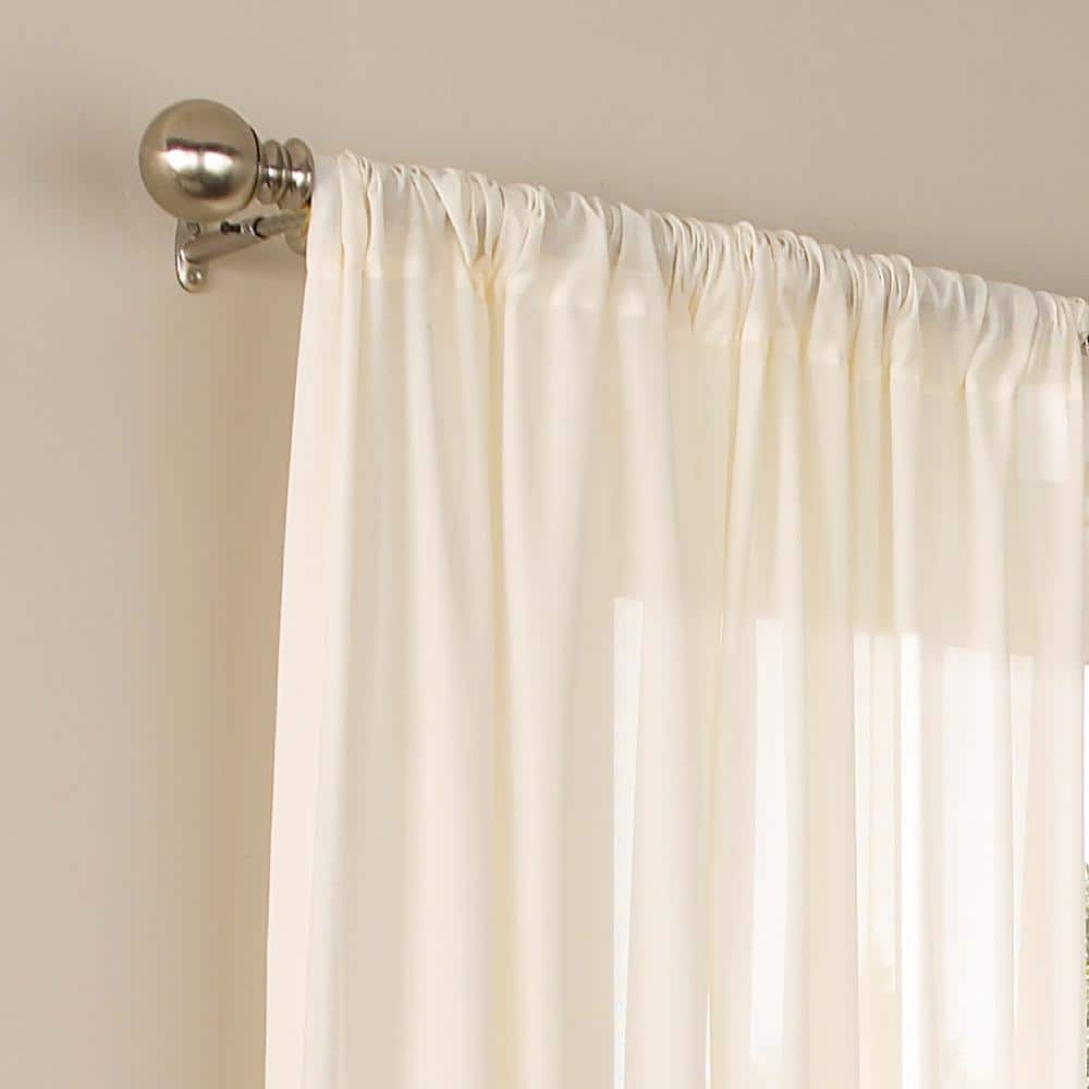 Ivory Light-Filtering Polyester Rod Pocket Sheer Curtain Panel