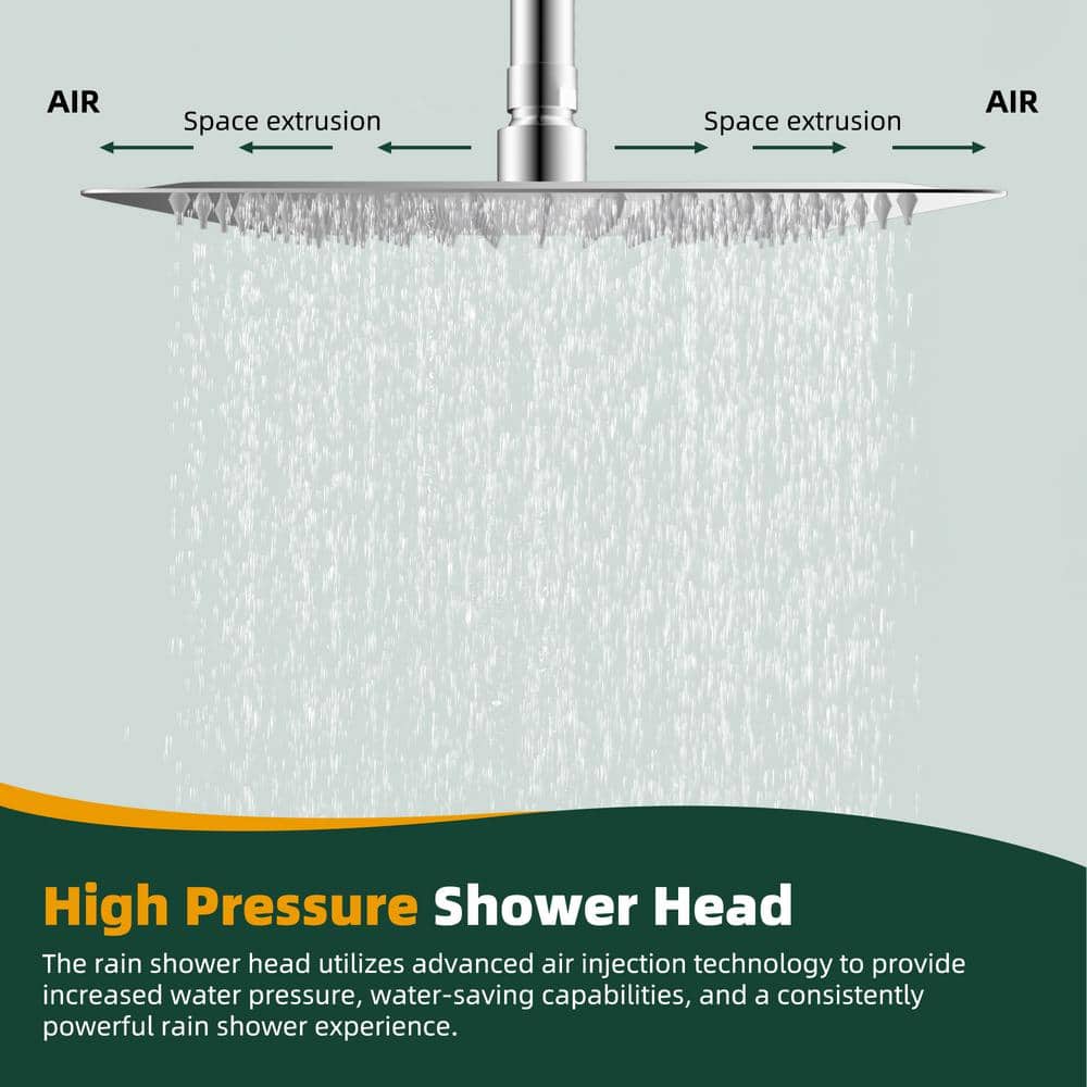Chrome Dual Shower Head with Adjustable Height and 7-Spray Settings