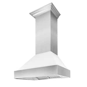 30 in. 400 CFM Ducted Vent Wall Mount Range Hood with White Matte Shell in Stainless Steel