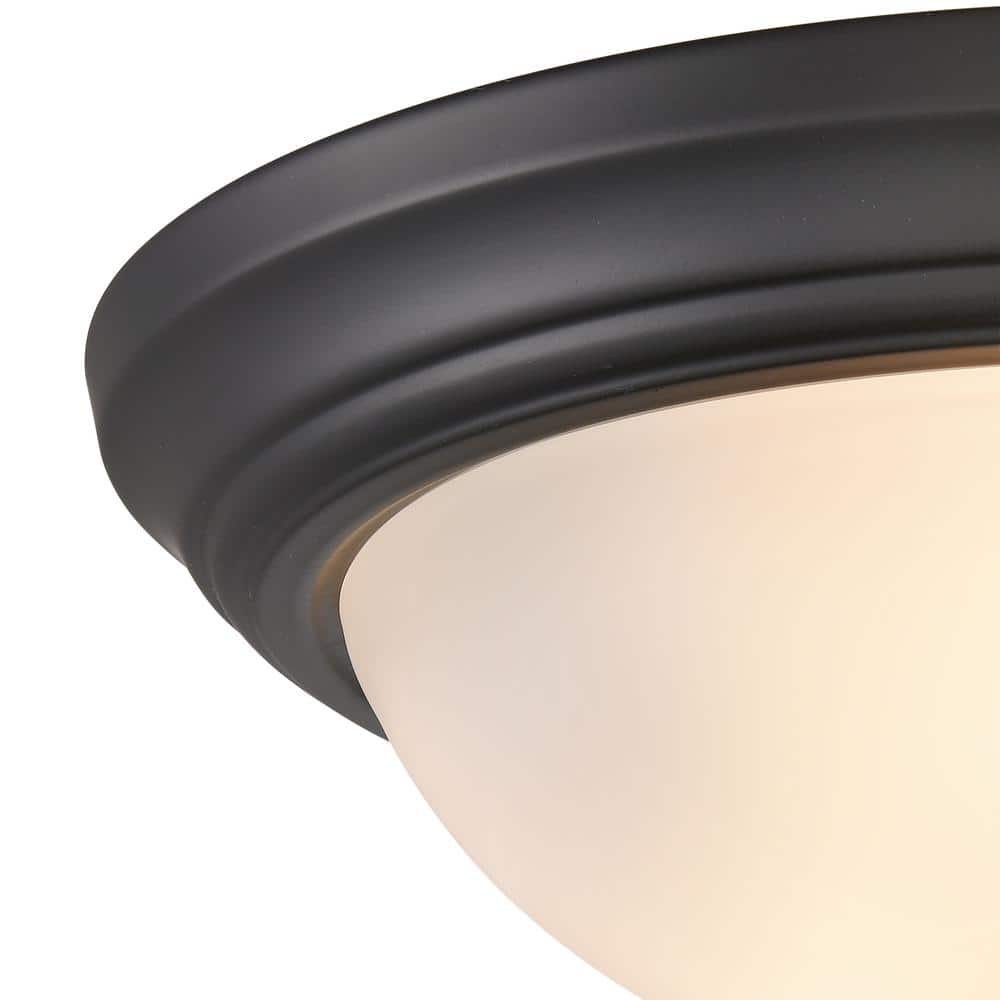Huntington 15-Inch Black and Frosted Glass Flush Mount