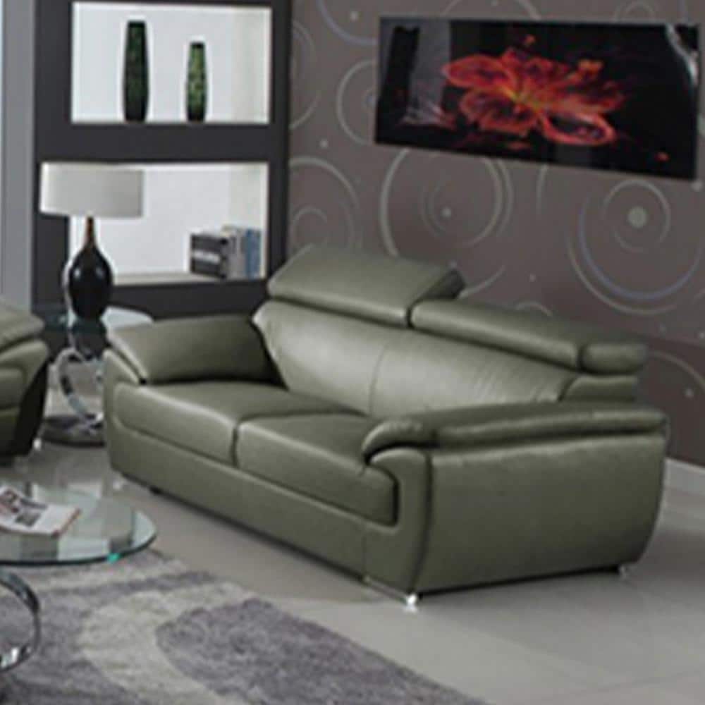 Modern Gray Faux Leather Reclining Loveseat with Pillow-top Arms