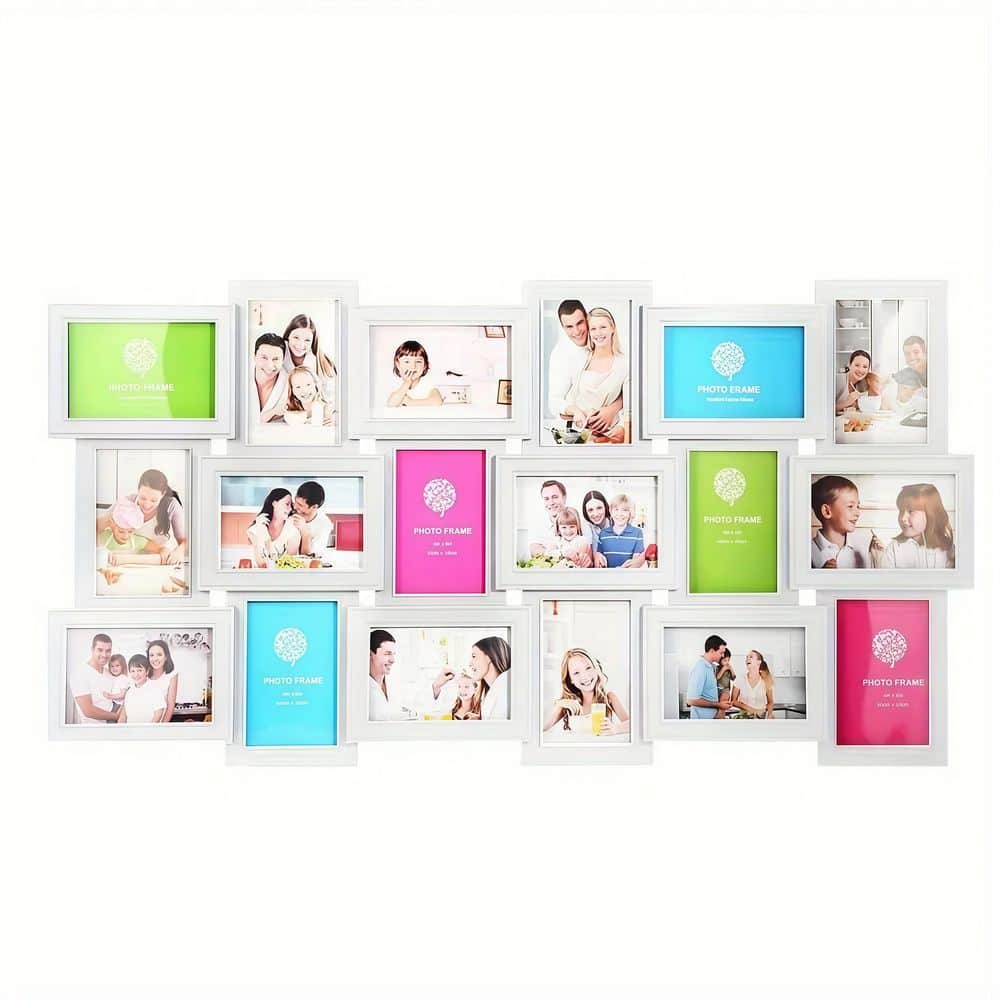 18 Pictures Frames Collage for Photos in 4" x 6" Glass Protection Display Wall Mounting Gallery Home Decor Kit, White