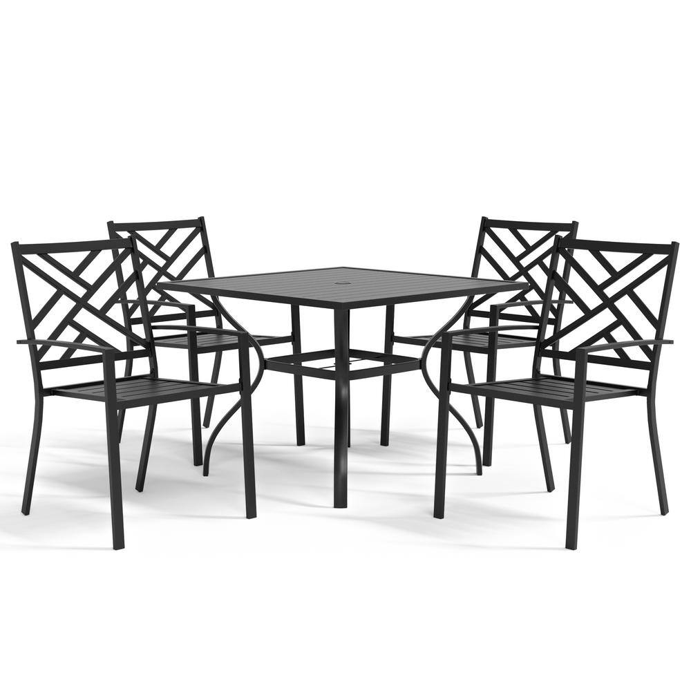 Furniture of America Palmer Black 5Piece Metal Square Outdoor Dining