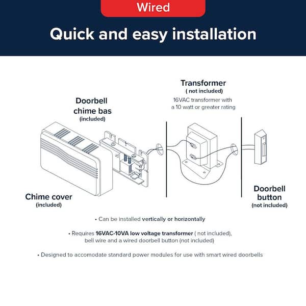 Heath Zenith White Plastic Wired Mechanical Doorbell Chime