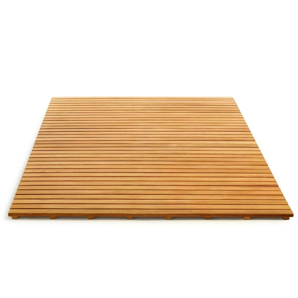 NewTechWood Luxury Home Products Peruvian Teak 28 in x 28 in Composite Wood Shower Bathroom Mat