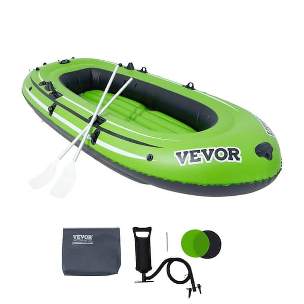 VEVOR Inflatable Boat 4-Person PVC with Aluminum Oars and High-Output Pump Supports up to 1100 lbs./499 kg Enhanced PVC