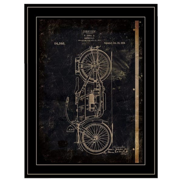 HomeRoots Charlie Motor Bike Patent I 1-Piece Framed Wall Art 19 in. x 15 in.
