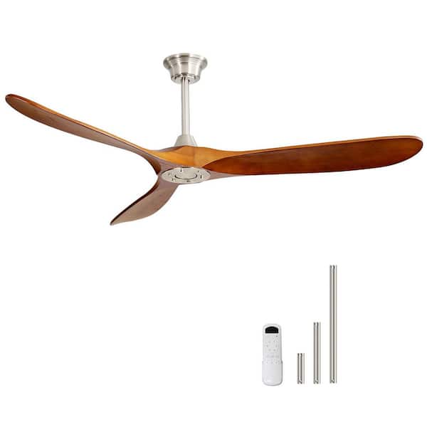 60 in. Indoor/Outdoor Nickel and Brown Ceiling Fan without Light for Bedroom or Living Room
