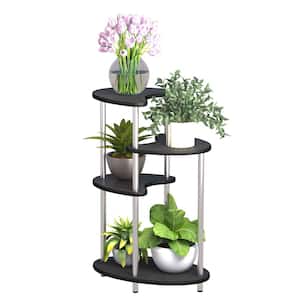 36.6 in. High Specialty Shape Black Wooden and Steel Plant Stand(4 Tier)