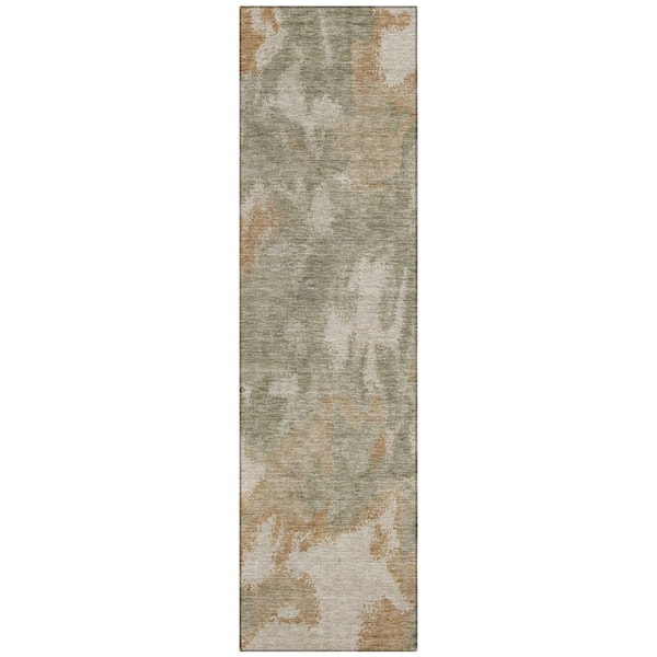 Chantille Machine Washable Indoor/Outdoor Abstract ACN3017 Olive 2 ft. x 7 ft. Runner Rug