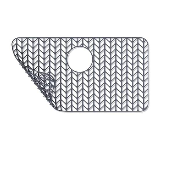 26 in. L x 14 in. W Sink Mat in Gray Stainless Steel Finish Rear Drain Sink Protector for Kitchen Sink Heat Resistant