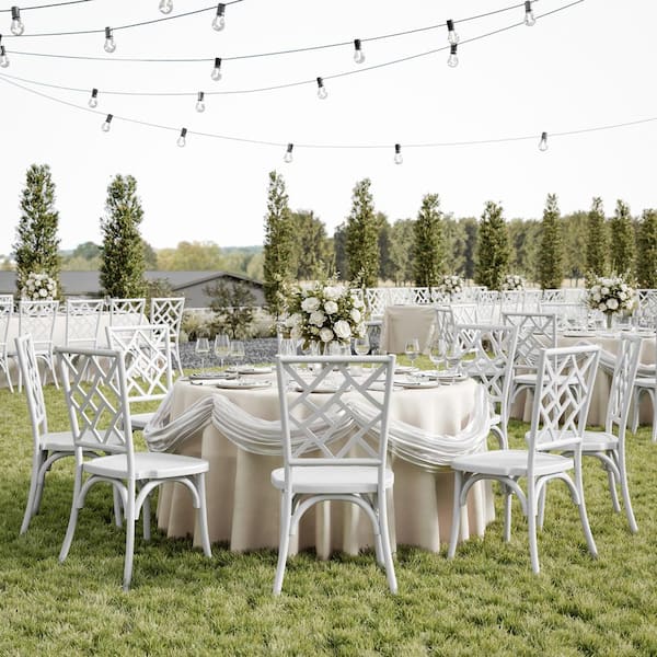 Carnegy Avenue Brooklyn Commercial Grade White Solid Wood with Intricate Back Detail Side Chair