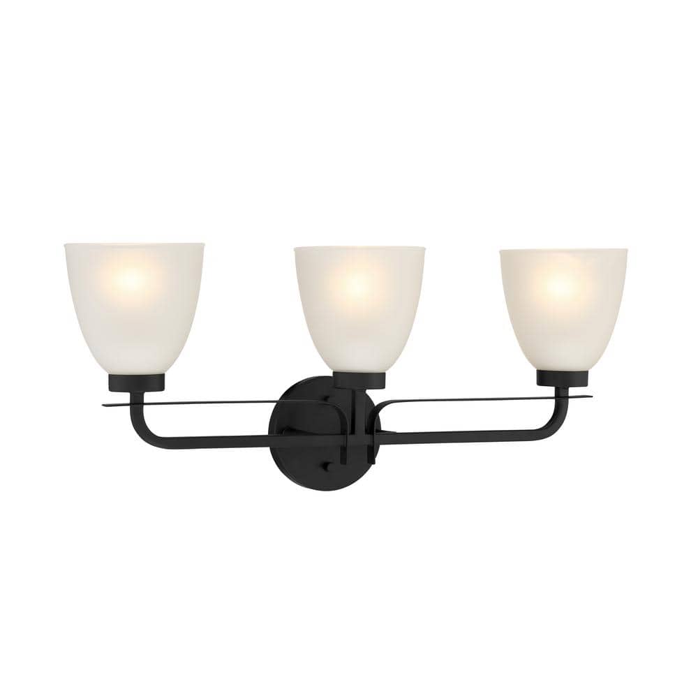 Kaitlen 24.25 in. 3-Light Black Vanity Light with Etched Glass Shade price history on PriceWatchPro