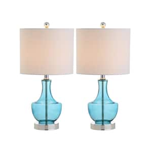 Colette 20 in. Amalfi Blue Mini Glass Table Lamp (Set of 2)