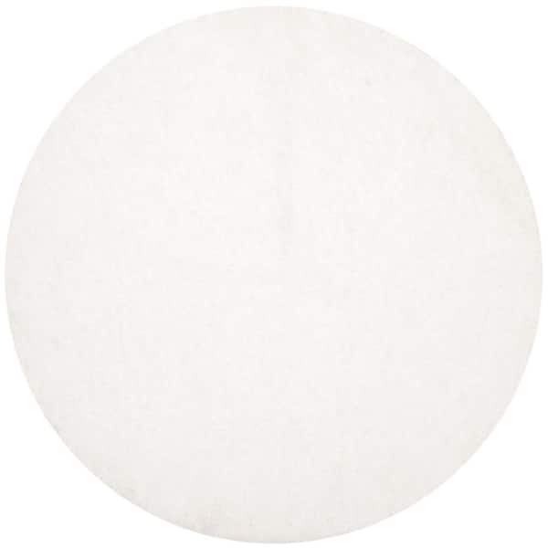 SAFAVIEH Sheep Shag Ivory 6 ft. x 6 ft. Round Solid Area Rug