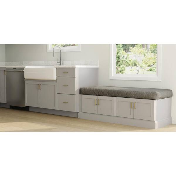 Hampton Bay Shaker 18 in. W x 24 in. D x 34.5 in. H Assembled Drawer Base  Kitchen Cabinet in Dove Gray with Drawer Glides KDB18-SDV - The Home Depot