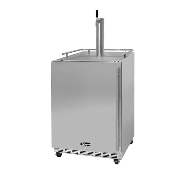 Kegco Digital Commercial Outdoor Full Size Beer Keg Dispenser with X-CLUSIVE Single Tap Commercial Direct Draw Kit Left Hinge