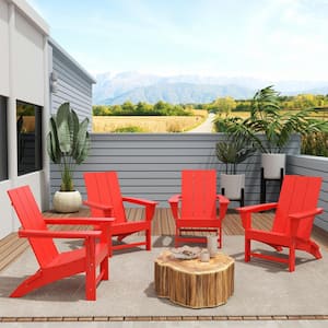 Shoreside Red Folding Adirondack Chair (Set of 4)