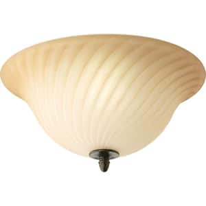Kensington Collection 2-Light Forged Bronze Flush Mount with Frosted Caramel Swirl Glass