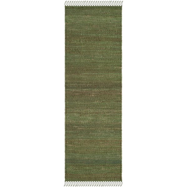 SAFAVIEH Natural Fiber Green 2 ft. x 12 ft. Gradient Solid Color Runner Rug