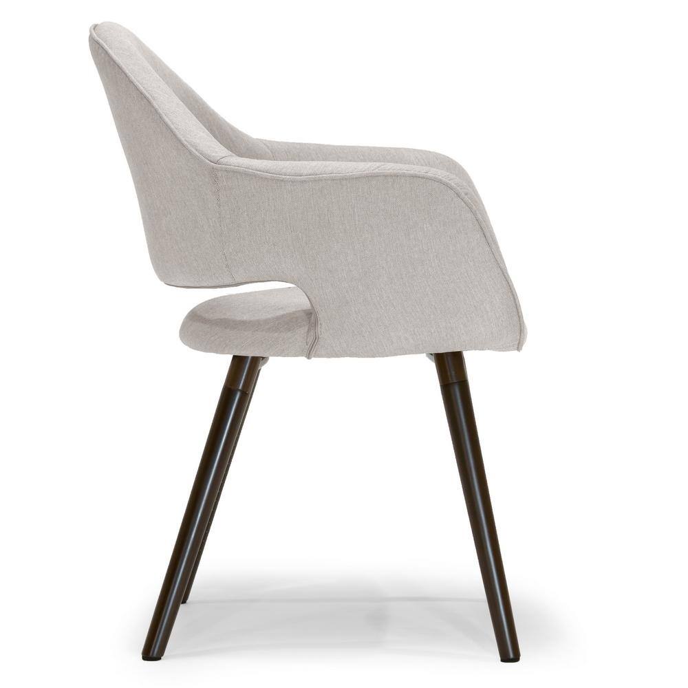 Beige Upholstered High Back Mid-Century Arm Chair