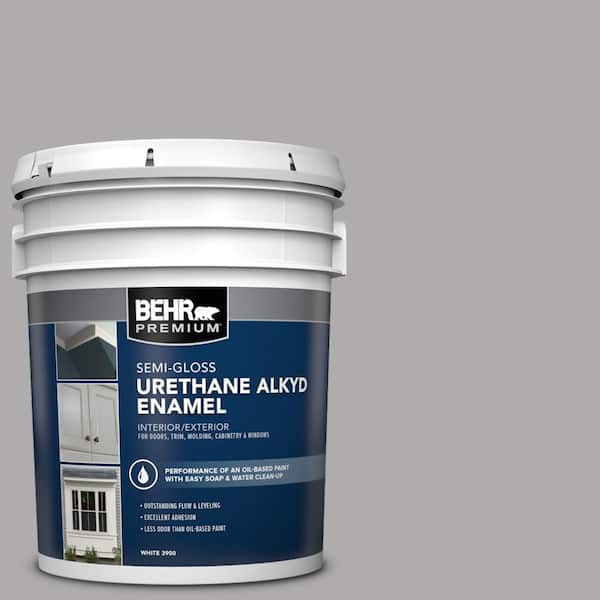 5 gal. #N520-3 Flannel Gray Urethane Alkyd Semi-Gloss Enamel Interior/Exterior Paint