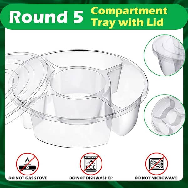 Generic Versatile Food Tray Multi-compartment Round Snack Tray for