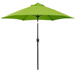 9 ft. Aluminum Market Patio Umbrella with Fiberglass Ribs, Crank Lift and Push-Button Tilt in Lime Green Polyester