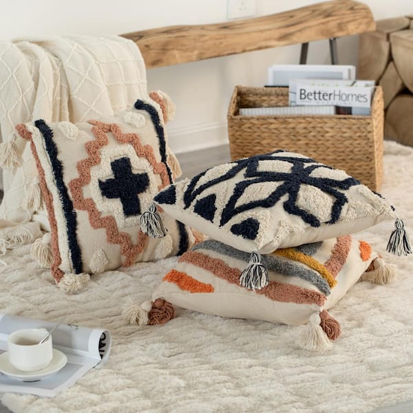 SR-HOME Geometric Chenille Pillow Cover