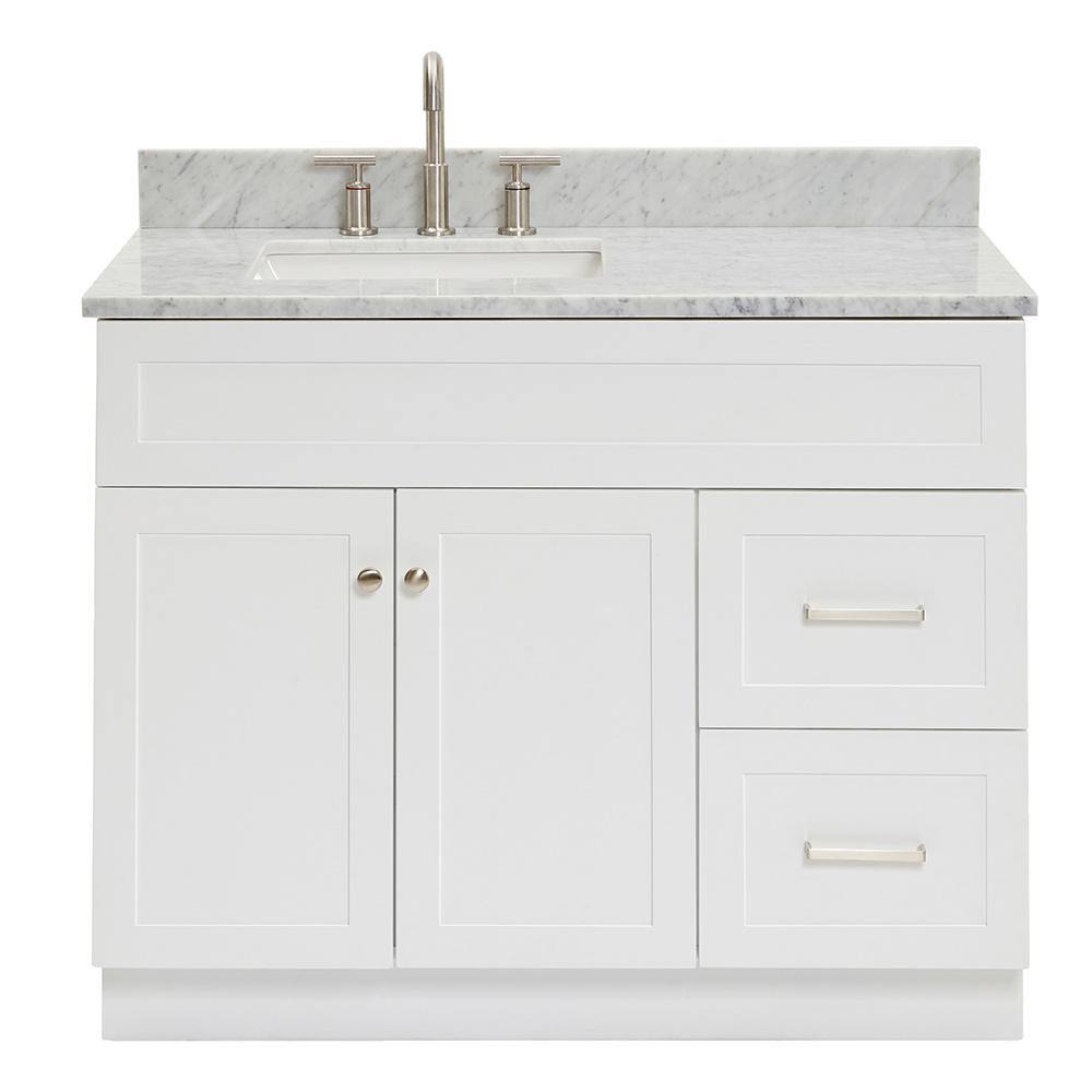 White Carrara Marble Top Single Basin Vanity Set