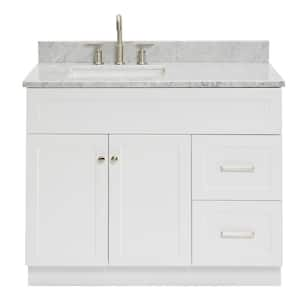 Hamlet 43 in. W x 22 in. D x 35.25 in. H Bath Vanity in White with White Carrara Marble Vanity Top