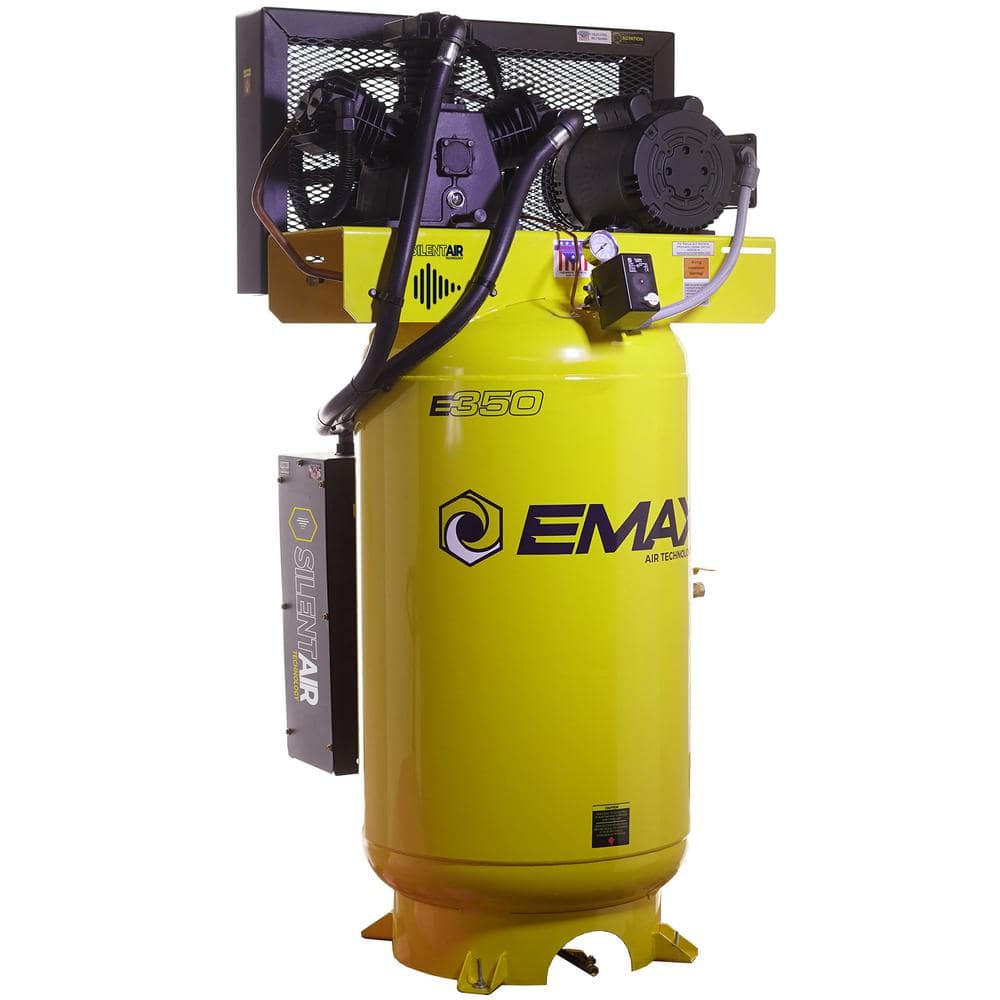 EMAX 80 Gal. 5 HP 3-Cylinder 1-Phase Silent Air 175 PSI Electric Air Compressor with Isolator Pads and Auto Drain -  HES05V080Y1