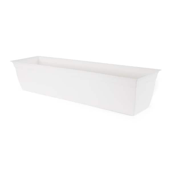 THE HC COMPANIES The 30 in. White Eclipse Window Plastic Flower Box with Removable Saucer