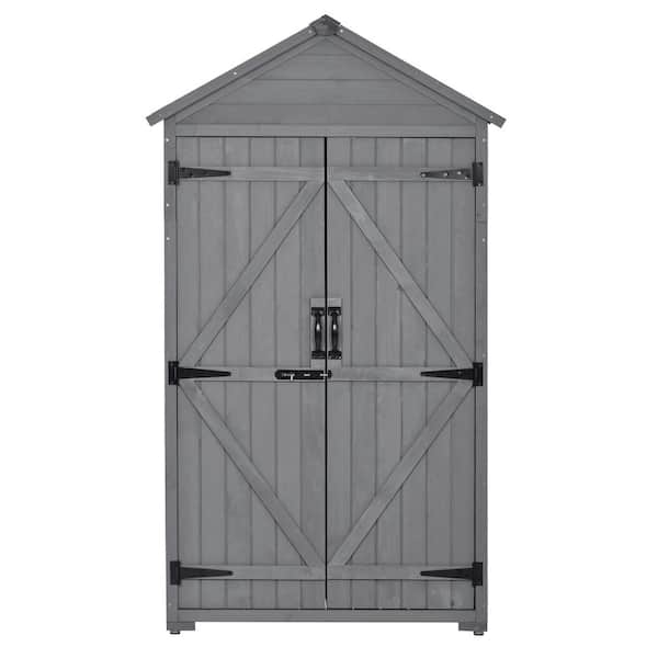 Sireck 2.9 ft. W x 1.9 ft. D Wood Storage Gray Shed (5.5 sq. ft.)
