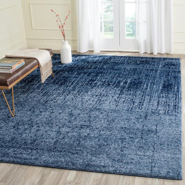 Retro 10 ft. x 14 ft. Light Blue/Blue Abstract Area Rug