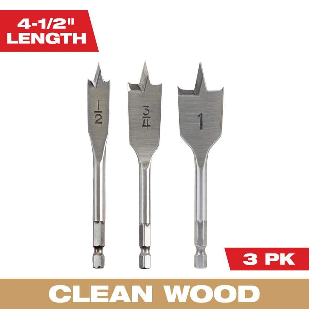 Milwaukee High Speed Wood Spade Bit Set (3-Piece) 48-27-0020 The