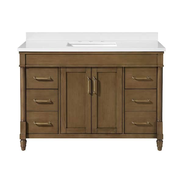 Salisbury 48 in. Single Sink  Almond Latte Bath Vanity with White Engineered Marble Top