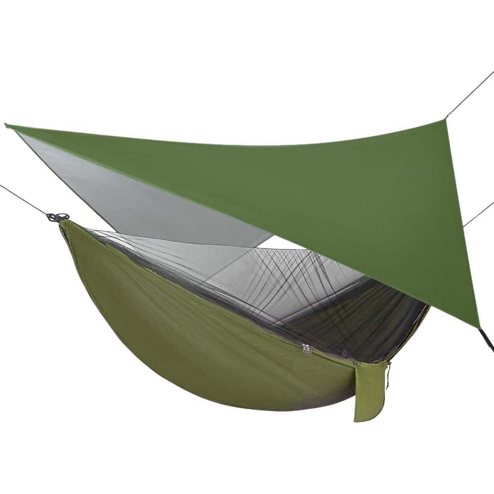 Camping Hammock with Rain Fly Tarp Bed Net and Tree Strap for Hiking Travel and Yard Outdoor Green (1-Pack) price history on PriceWatchPro