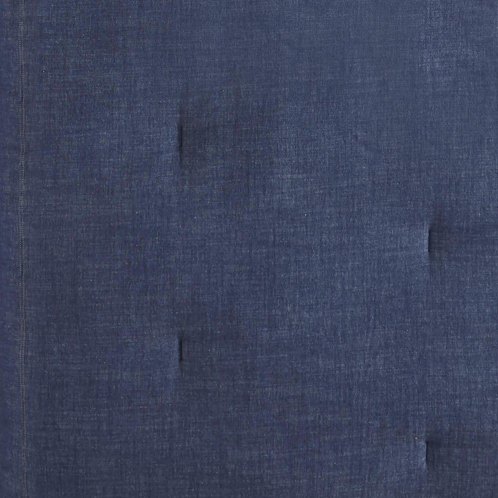 Blue Cotton King Bedspread Set with Button Detail