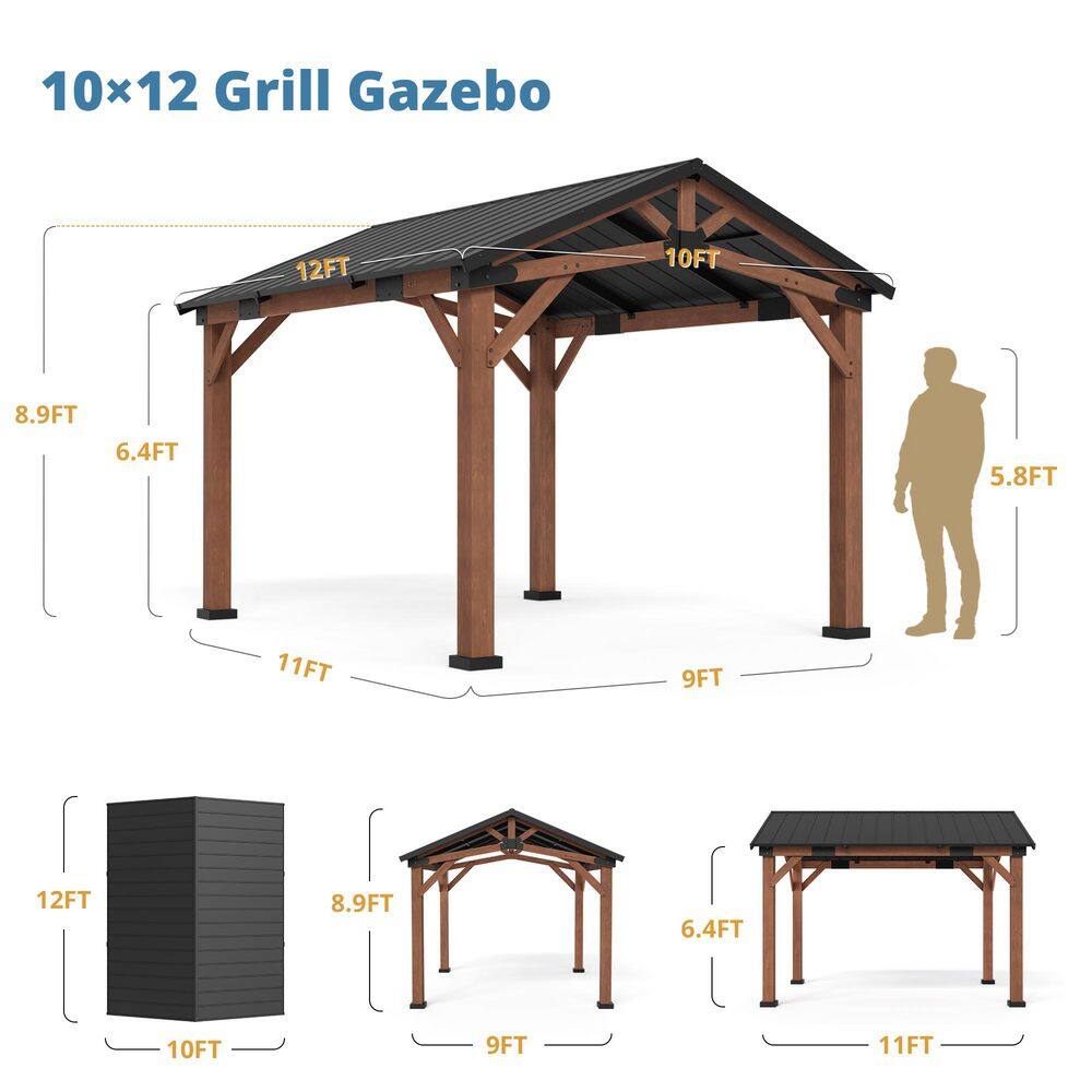 Norwood 12x10 Cedar and Steel Outdoor Gazebo