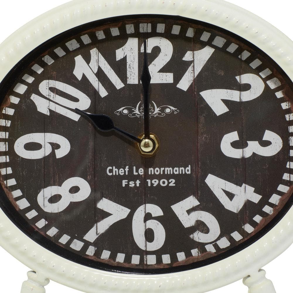 Vintage Black and White Iron Ring Top Desk Clocks, Set of 4