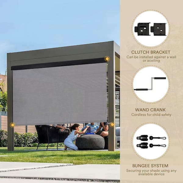 6 ft. x 8 ft. Grey Rectangle Premium Permeable Sun Shade Sail with Stainless Steel D-rRngs, 95% UV Rays Block